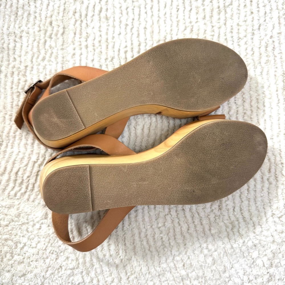 Nisolo Sarita Tan Leather Wooden Wedge Sandals Size 9 - Picture 11 of 13
